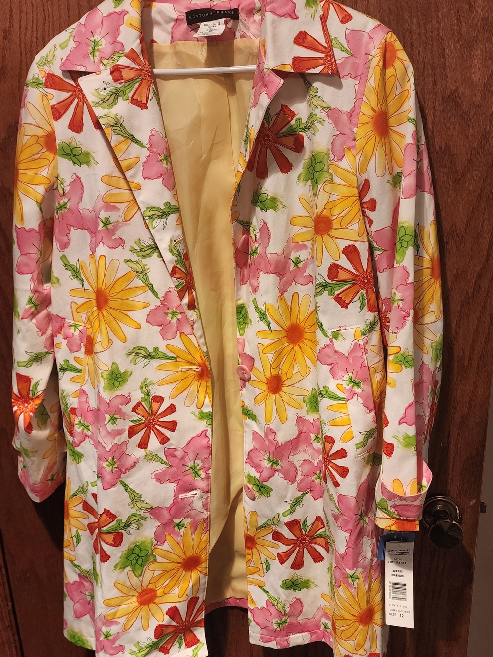 Morton Bernard Floral Y2K Vintage Trench - Pink, Yellow & Green